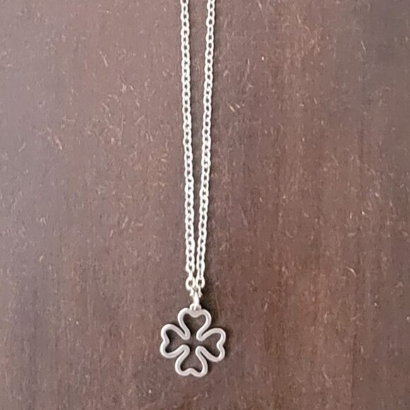 Four Leaf CLOVER Stainless Steel Charm Chain Necklace 24" IRISH Good Luck - Picture 3 of 9